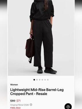 Lululemon Lightweight Mid-Rise Barrel-Leg Cropped Pant In Black